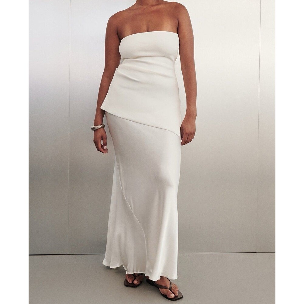 DISSH Charli Satin Maxi Skirt in Cream Size US 4